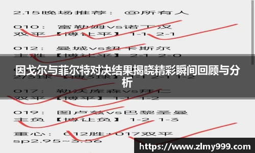 因戈尔与菲尔特对决结果揭晓精彩瞬间回顾与分析